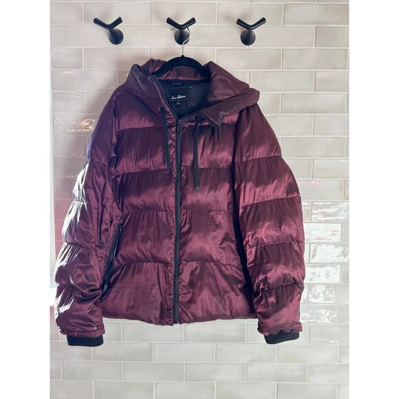 Sam Edelman Burgundy Maroon Puffer Short Winter Coat Jacket SIze XL - Picture 2 of 6